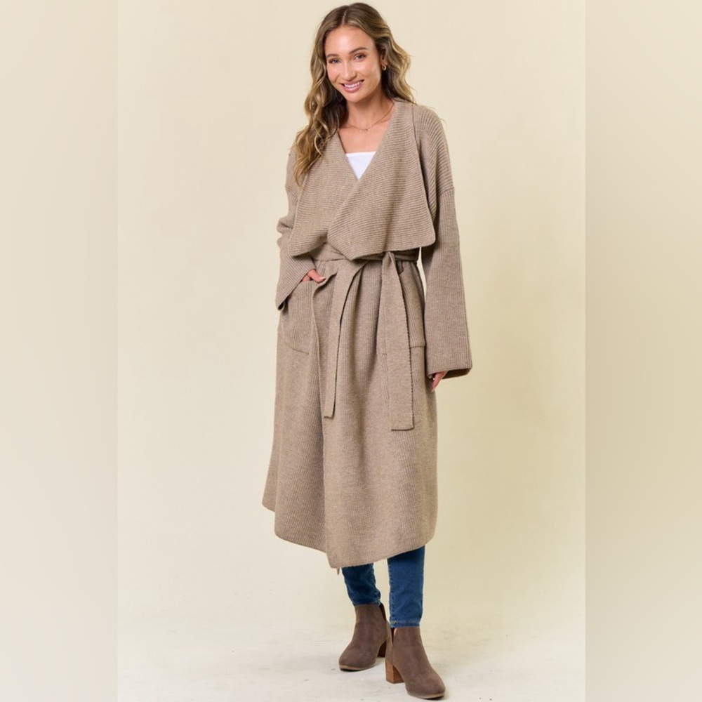 NEW- Ribbed Belted Sweater Cardigan Jacket by OnBlue - Picture 6 of 16